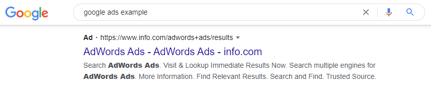 google ad example