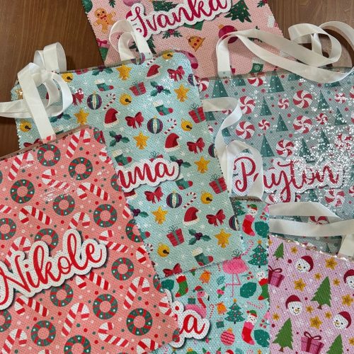 Christmas sequin tote bags