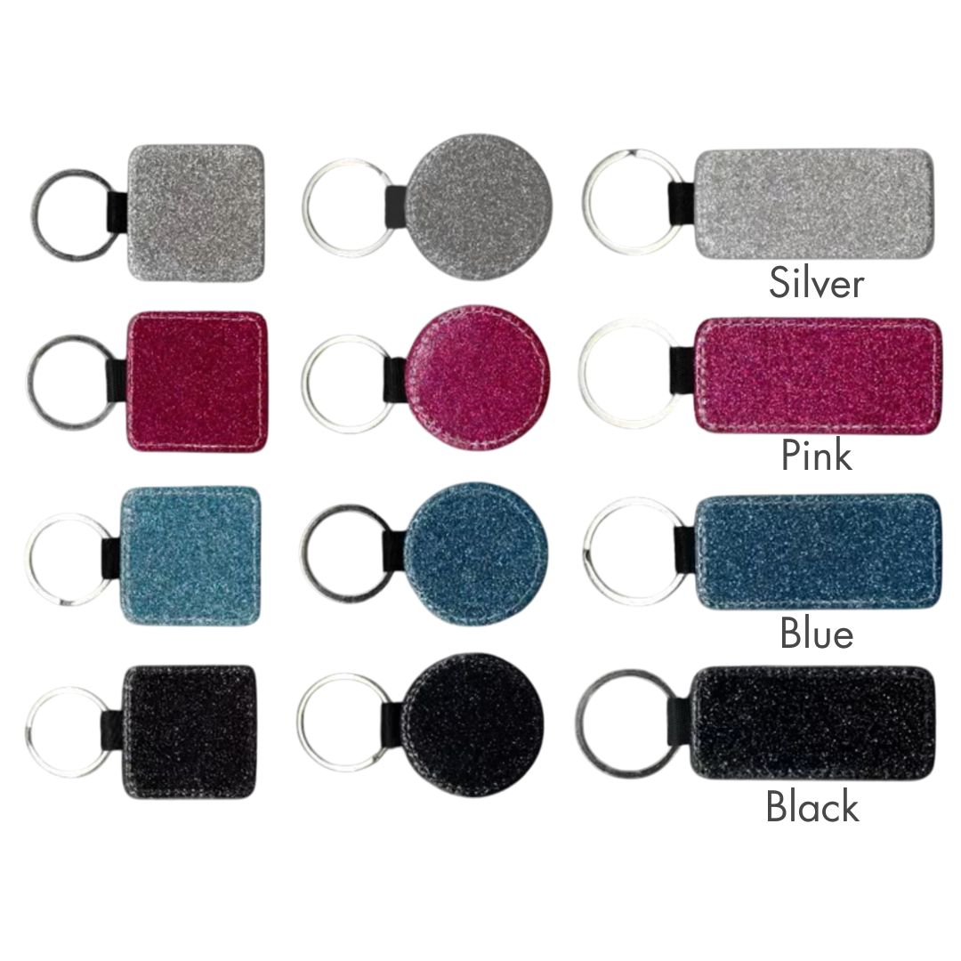 Glitter PU leather bag tag or keychain